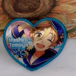 Heart-Shaped Anime Patch with Blue Trim